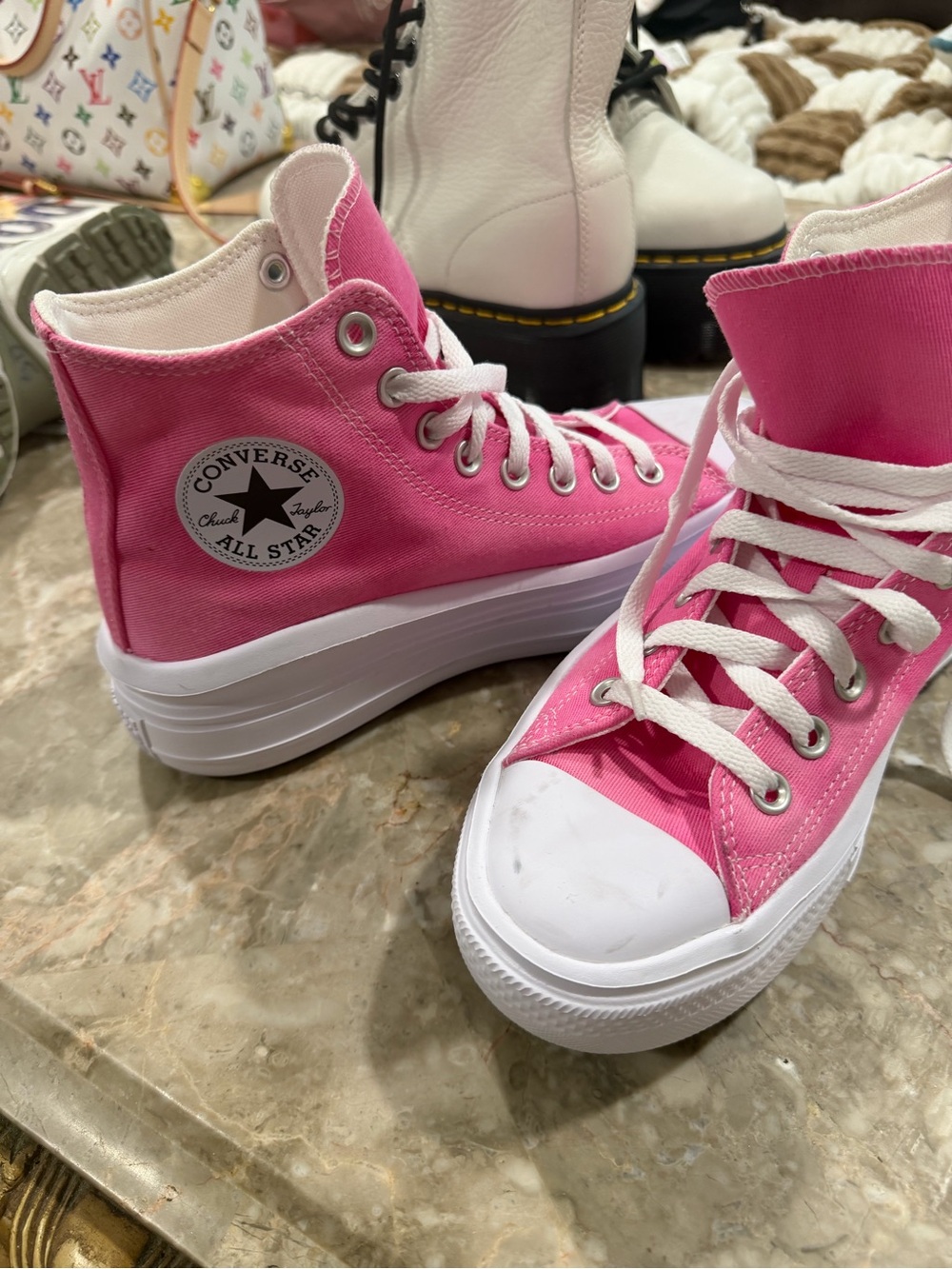 Converse Pink High Top Platform Sneakers